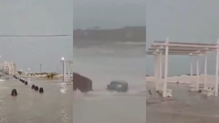 Temporal en Las Grutas: un Jeep fue arrastrado por el agua tras una tormenta feroz