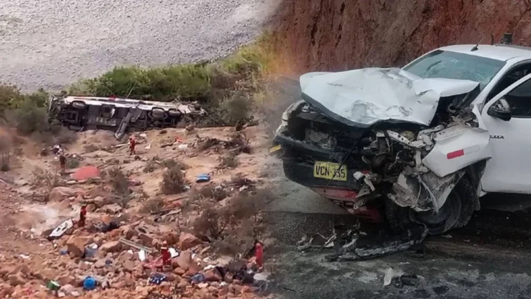Perú: 37 personas murieron luego de que un micro chocara contra una camioneta y cayera a un precipicio