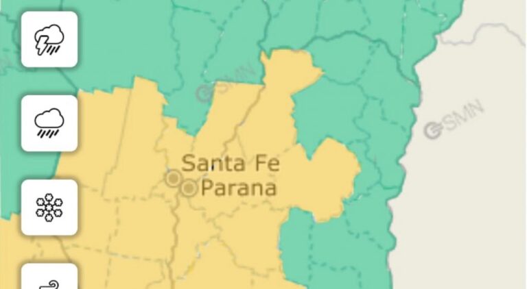 Alerta amarillo por lluvias y tormentas fuertes para la noche de este martes
