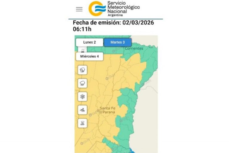 Alerta meteorológica amarilla por tormentas para este martes