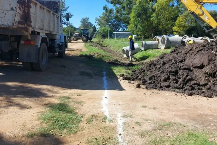 Obra de construcción de desagües en el barrio Don Pedro, Entre Ríos