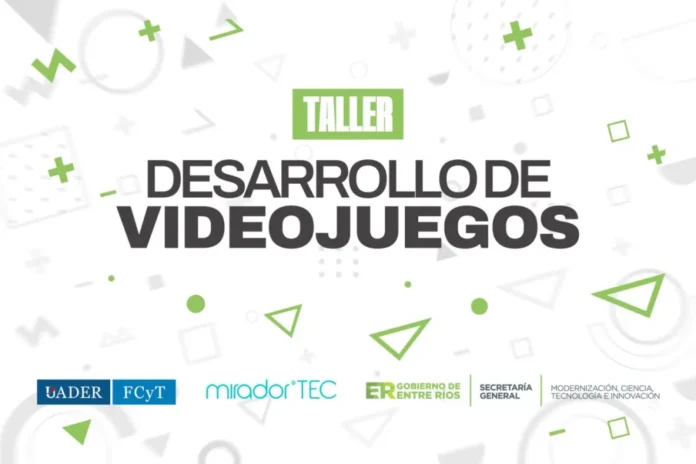 Jóvenes participando en un taller de tecnología y creación de videojuegos en un aula de Entre Ríos.