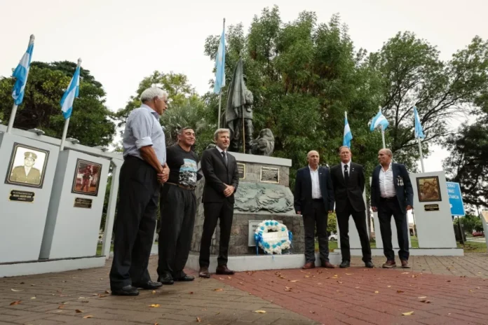 Gobernador Rogelio Frigerio durante el acto por el Día del Veterano en General Galarza, Entre Ríos.
