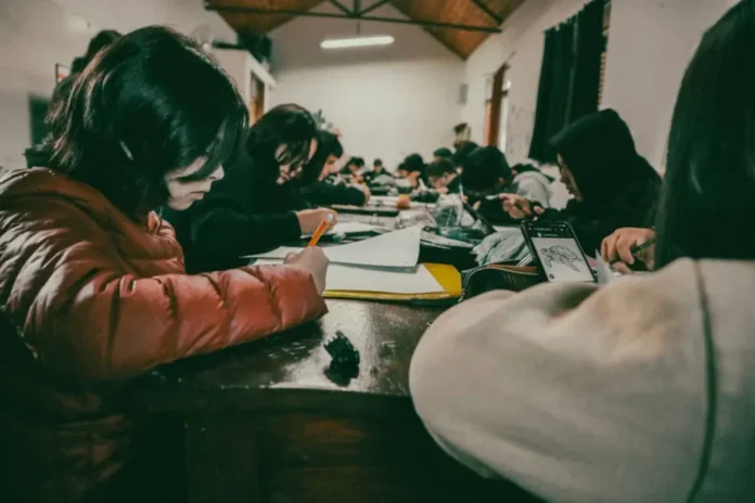 Estudiantes entrerrianos trabajando en ilustraciones de fauna silvestre para el Ficer