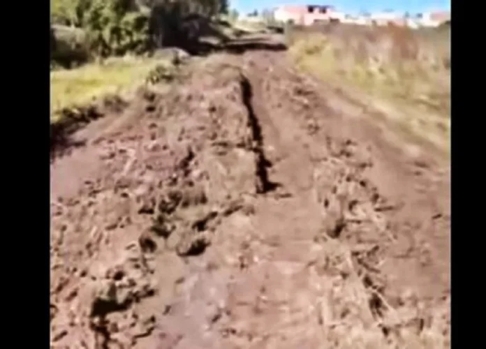 Calle Belgrano con baches y zonas anegadas en el barrio norte