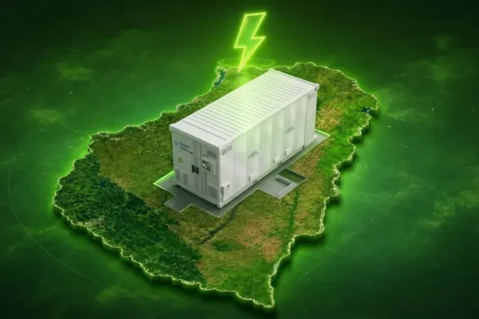 Mapa de Entre Ríos con icono de batería y energía