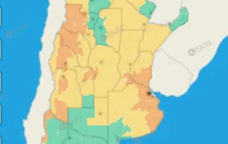 Mapa de alerta meteorológica del SMN para Entre Ríos