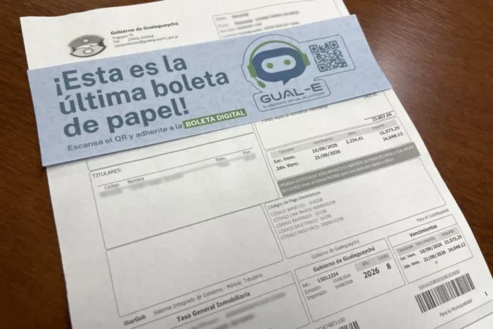 Boleta digital de tasas municipales de Gualeguaychú