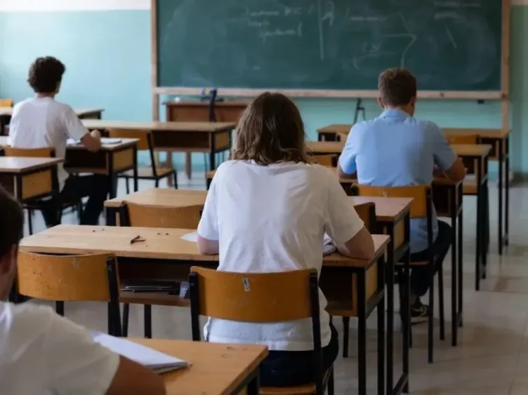 Docentes en una escuela durante el paro nacional