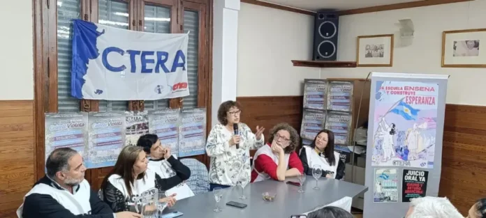 Sonia Alesso en un encuentro sindical en Paraná