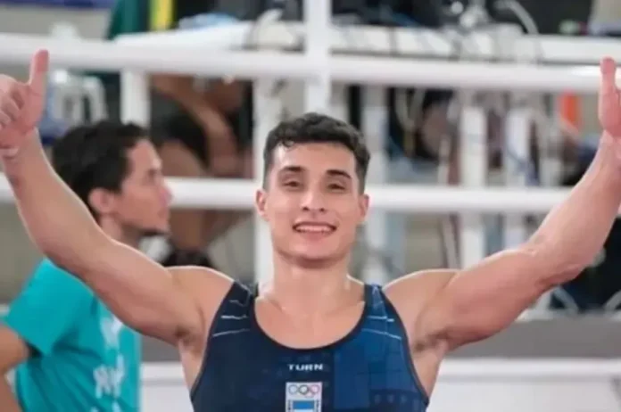 Santiago Mayol, gimnasta concordiense, durante su participación en los Juegos Suramericanos Santa Fe 2026