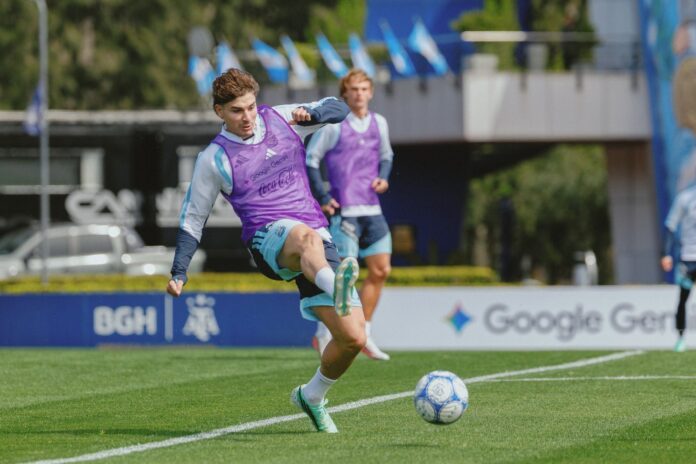 Lionel Scaloni durante un entrenamiento de la selección argentina en Ezeiza