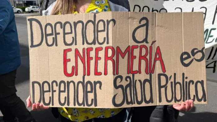 Enfermeros de Entre Ríos movilizados frente al Ministerio de Salud con carteles y consignas